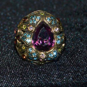 Heidi Daus Purple Blue Crystal Teardrop Sz 6